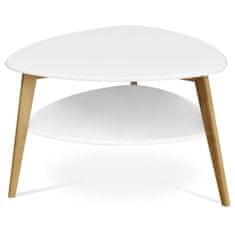 Autronic Stůl konferenční 78x77x50 cm, MDF bílá deska, nohy bambus přírodní odstín