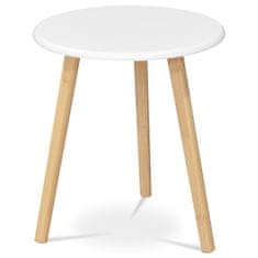 Autronic Stůl konferenční 40x40x45 cm, MDF bílá deska, nohy bambus přírodní odstín