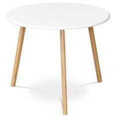 Autronic Stůl konferenční 60x60x50 cm, MDF bílá deska, nohy bambus přírodní odstín