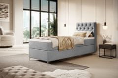 Veneti Čalouněná postel 90x200 ADRIA s úložným prostorem - pravá, světle šedá