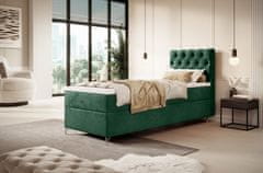 Veneti Čalouněná postel 90x200 ADRIA s úložným prostorem - pravá, zelená