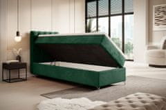 Veneti Čalouněná postel 90x200 ADRIA s úložným prostorem - levá, zelená