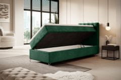 Veneti Čalouněná postel 90x200 ADRIA s úložným prostorem - pravá, zelená