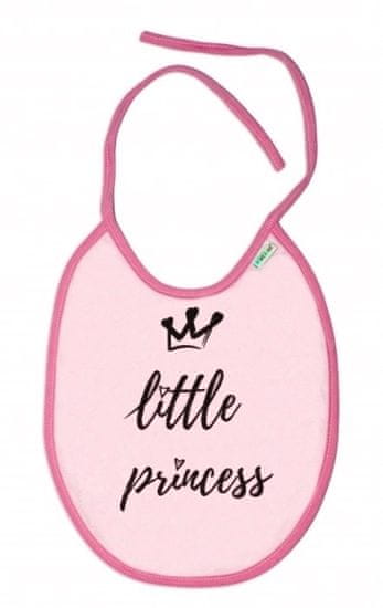 Baby Nellys Nepromokavý bryndáček, velký Little princess, 24 x 23 cm - růžová