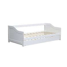 KONDELA Dřevěná rozkládací postel s přistýlkou Intro 90 - bílá
