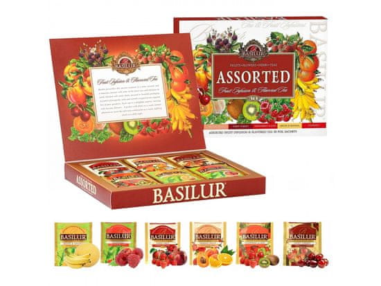 Basilur BASILUR Směs černých a zelených ovocných čajů a bezkofeinových nálevů - 30 sáčků