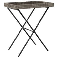 Greatstore Skládací stůl s podnosem šedý 65 x 40 x 75 cm polyratan