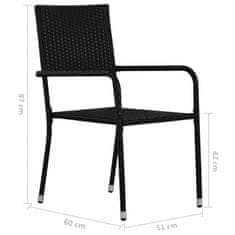 Vidaxl Zahradní jídelní židle 2 ks černé polyratan