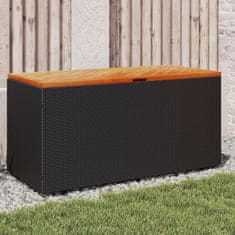 Greatstore Zahradní úložný box černý 110x50x54 cm polyratan akáciové dřevo