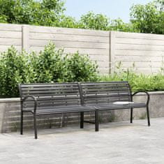 Greatstore Dvojitá zahradní lavice černá 231 cm ocel a WPC