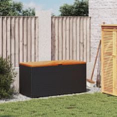 shumee Zahradní úložný box černý 110x50x54 cm polyratan akáciové dřevo