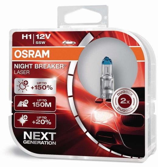 Osram OSRAM H1 Night breaker LASER plus 150procent 64150NL-HCB 55W 12V duobox