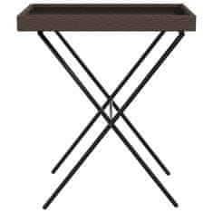 Greatstore Skládací stůl s podnosem hnědý 65 x 40 x 75 cm polyratan