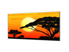 Glasdekor Ochranná deska Afrika v západu slunce - Ochranná deska: 50x50cm, Lepení na zeď: Bez lepení na zeď