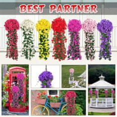 Netscroll Umelo kvetinové visiace kvety, umelé visiace kvety s prírodným vzhľadom na vonkajšie alebo vnútorné použitie, na terasu, záhradu, balkón, svadby, oslavy, chodbu, 80cm, žlutá farby, HangingFlowers