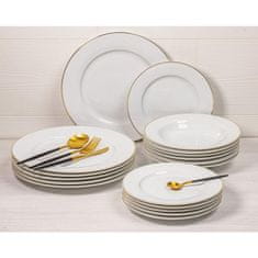 HIT Jídelní sada talířů 18 ks bílá/zlatá
