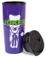 CurePink Cestovní hrnek DC Comics|Batman: The Joker-Straight Outta Arkham (objem 425 ml) fialový