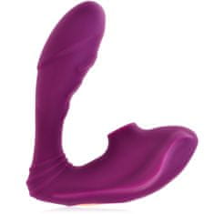XSARA Samonosný vibrátor se sacím masažérem klitorisu - 10 vibračních funkcí + 10 sacích funkcí - 71244587