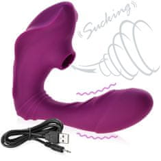 XSARA Samonosný vibrátor se sacím masažérem klitorisu - 10 vibračních funkcí + 10 sacích funkcí - 71244587