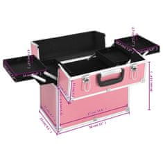 Vidaxl Kosmetický kufřík 38x23x34 cm růžový hliník