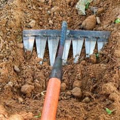 Netscroll Zahradní motyka, ideální pro uvolňování půdy a odstraňování odolného plevele, podporuje růst nových rostlin nebo trávníku, ostrý okraj pro efektivní a přesnou práci, 5 hrotů, nerezová ocel, RakeHoe