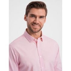 OMBRE Pánská košile REGULAR světle růžová MDN124350 XL
