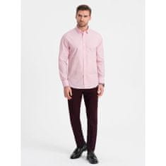 OMBRE Pánská košile REGULAR světle růžová MDN124350 XL