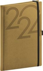 Diář 2024: - zlatý, týdenní, 15 × 21 cm