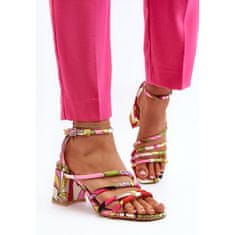 Vícebarevné vzorované sandály na podpatku velikost 38