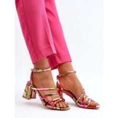 Vícebarevné vzorované sandály na podpatku velikost 38
