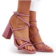 Sandály na podpatku s pásky Růžová velikost 41