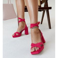Tmavě růžové semišové sandály na jehlovém podpatku velikost 41