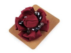Kraftika 1ks béžová brož saténový květ s broušenými kamínky 7 cm