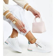 Bílé boty s růžovými a zelenými vložkami velikost 40