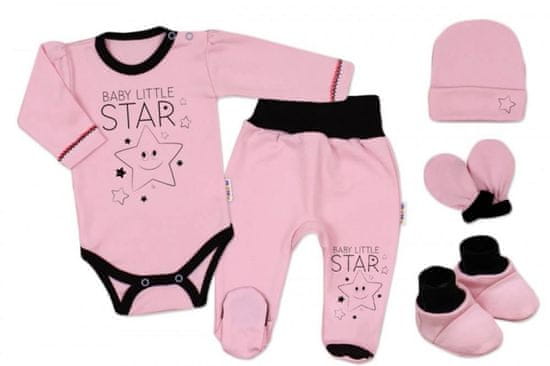 Baby Nellys 5-ti dílná soupravička do porodnice Baby Little Star - růžová