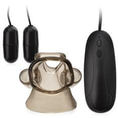 XSARA Stimulační návlek vibrační masažér penisu a varlat 10 funkcí - 75130127