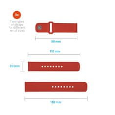 FIXED Set silikonových řemínků Silicone Sporty Strap s Quick Release 20mm pro smartwatch, červený