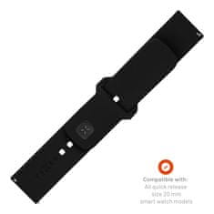 FIXED Set silikonových řemínků Silicone Sporty Strap s Quick Release 20mm pro smartwatch, černý