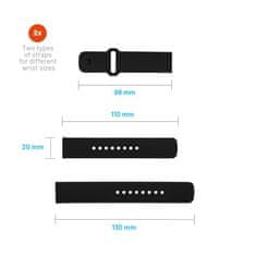 FIXED Set silikonových řemínků Silicone Sporty Strap s Quick Release 20mm pro smartwatch, černý
