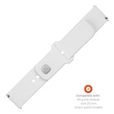 FIXED Set silikonových řemínků Silicone Sporty Strap s Quick Release 20mm pro smartwatch, bílý
