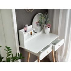 JOKOMISIADA Bílá toaleta se zrcadlovou stoličkou a zásuvkami ve skandinávském stylu ZA4820