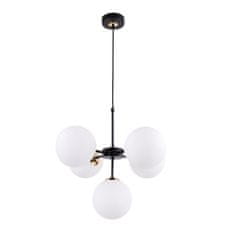 LIGHT FOR HOME Černozlatá Regulovatelná Stropní Lampa se 5 Bílými Foukanými Stínidly"IMPERIA", 5x40W, E14, Černá