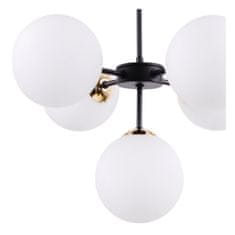 LIGHT FOR HOME Černozlatá Regulovatelná Stropní Lampa se 5 Bílými Foukanými Stínidly"IMPERIA", 5x40W, E14, Černá