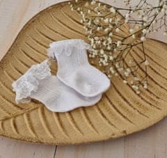 Z&Z Kojenecké ponožky s krajkovým volánkem bavlna, bílé, vel. 6-12 m