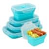 Skládací Svačinový box, Silikonové Dózy na potraviny, Dózy s těsněním (4ks, 350ml, 500ml, 800ml, and 1200ml) | POPLATE Modrá