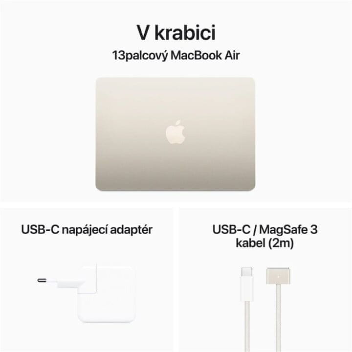 Levně Apple MacBook Air 13 M3 8 GB / 256 GB, 8-core GPU (MRXT3CZ/A) Starlight