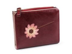 Dámská / dívčí peněženka s výšivkou 10x12 cm - granátová