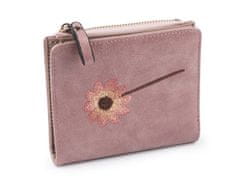 Dámská / dívčí peněženka s výšivkou 10x12 cm - pudrová