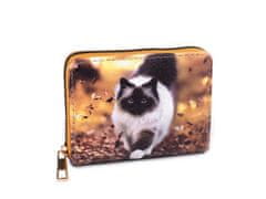 Dámská / dívčí peněženka kočky 9,5x12,5 cm - béžová tm.