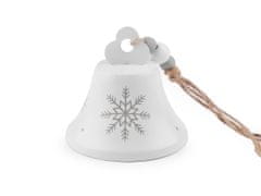 Zvonek s vločkami Ø80 mm - bílá mat